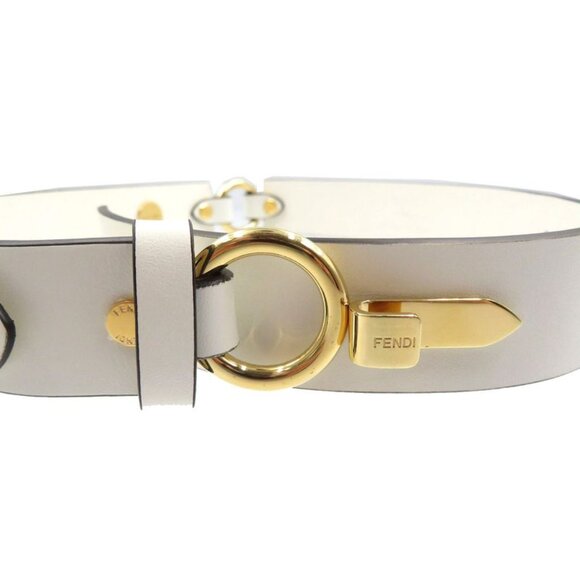 Versace Fendace Fendi 8 C0662 Leather Metal White Gold Belt 1891 Fendace main image 5
